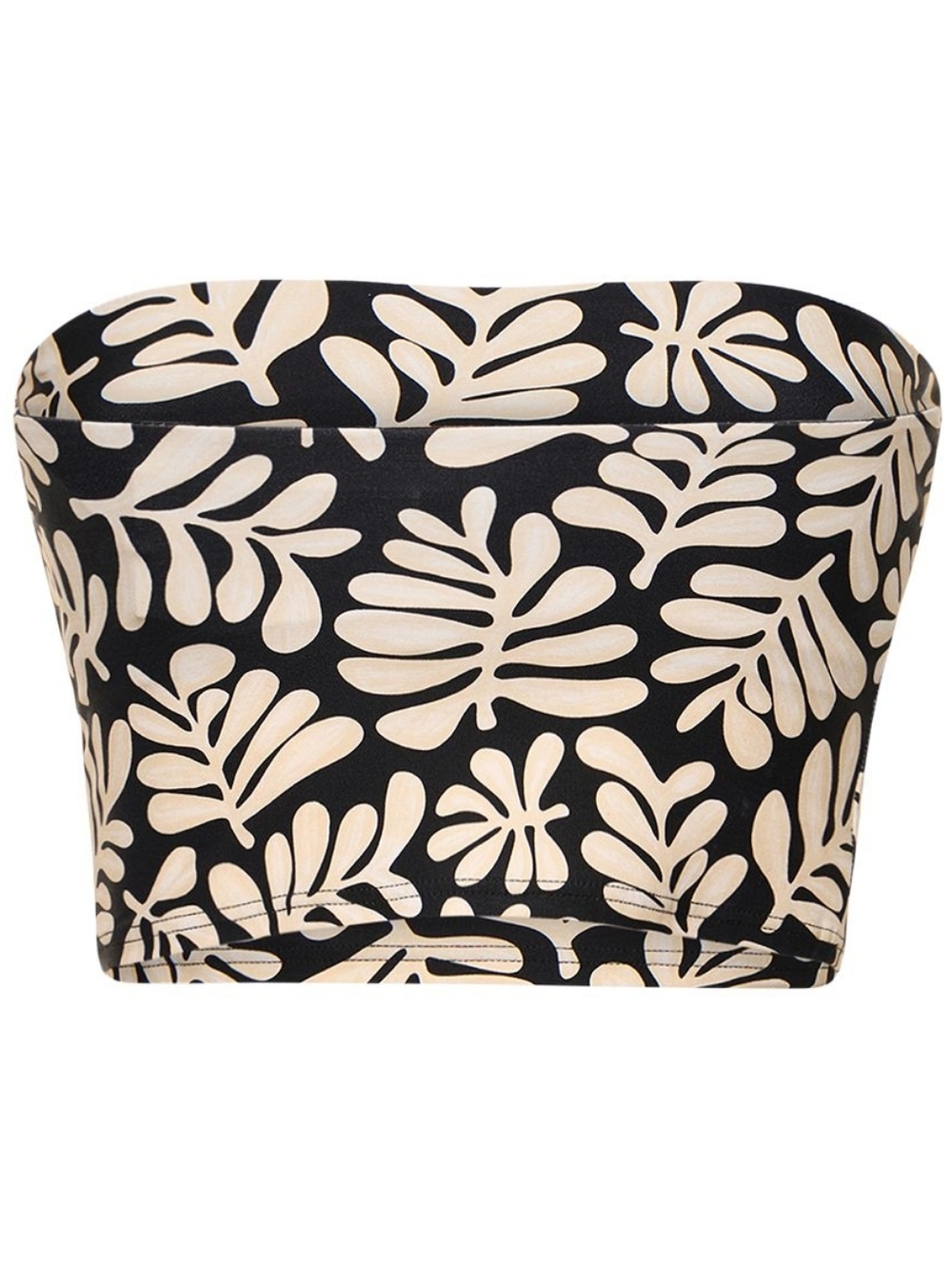 WeWoreWhat Black White Floral Safari Leaves Cropped Strapless Tube Top Small NWT - Picture 4 of 6